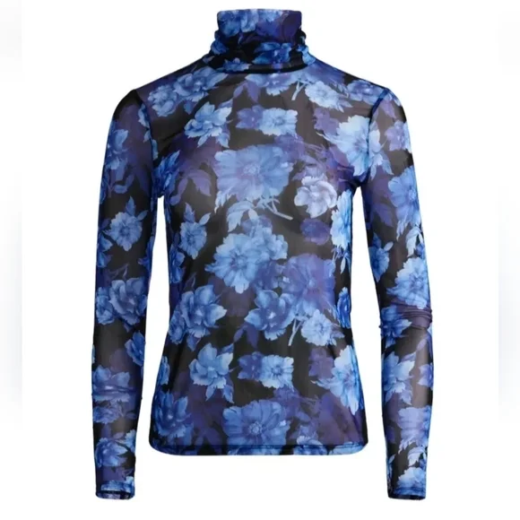 Alice + Olivia DELAINA LONG SLEEVE TURTLENECK MESH TOP SIZE XL - Picture 9 of 16